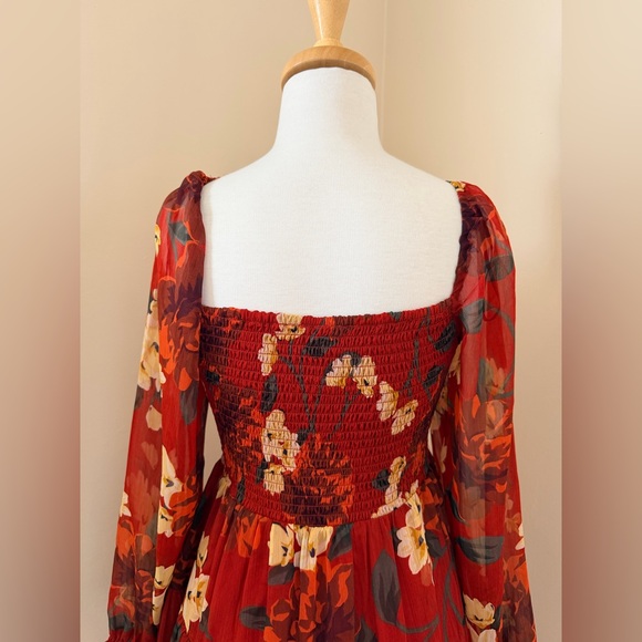 Patrons of Peace Deep Red floral dress in size S - Picture 6 of 8